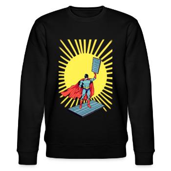 Solar Power Man! - Stanley/Stella CHANGER Unisex Organic Sweatshirt - black - Front - Nik (191cm) & Marisol (170cm)