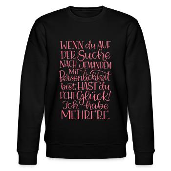 Persönlichkeit in Pink - Stanley/Stella Unisex Bio-Sweatshirt CHANGER  - Schwarz - Vorne - Nik (191cm) & Marisol (170cm)