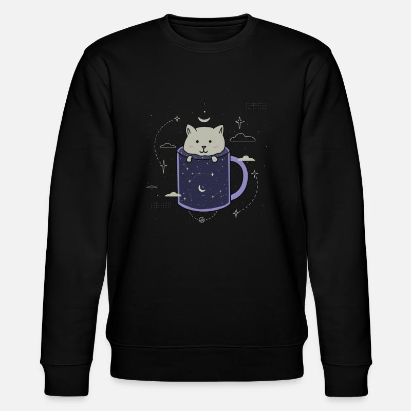 Cat in a Galaxy cup - Stanley/Stella CHANGER Unisex Organic Sweatshirt - black