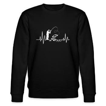 Pêche à la mouche Heartbeat Fish EKG Trout Fishing Heart - Sweat bio CHANGER Stanley/Stella Unisexe - noir - Devant - Nik (191cm) & Marisol (170cm)