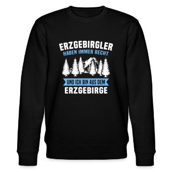 Erzgebirgler Spruch Erzgebirge hat recht - Stanley/Stella Unisex Bio-Sweatshirt CHANGER  - Schwarz - Vorne - Nik (191cm) & Marisol (170cm)
