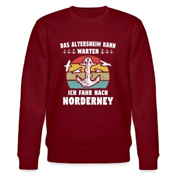 Norderney Anker Nordsee Sprüche Möwen - Stanley/Stella Unisex Bio-Sweatshirt CHANGER  - Burgunderrot - Vorne - Nik (191cm) & Marisol (170cm)
