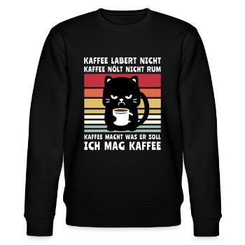 Lustige Kaffee Sprüche mit Katzen - Stanley/Stella Unisex Bio-Sweatshirt CHANGER  - Schwarz - Vorne - Nik (191cm) & Marisol (170cm)