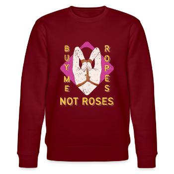 EROTIC SEXY SHIBARI BONDAGE GIRL - Stanley/Stella CHANGER Unisex Organic Sweatshirt - burgundy - Front - Nik (191cm) & Marisol (170cm)