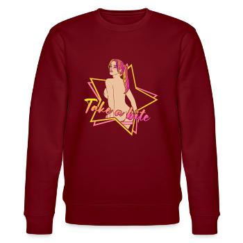EROTIC SEXY GIRL TAKE A BITE - Stanley/Stella Unisex Bio-Sweatshirt CHANGER  - Burgunderrot - Vorne - Nik (191cm) & Marisol (170cm)