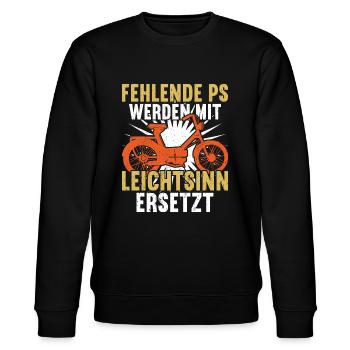 Mofa Mofas Moped Zweirad Mofafahrer Rollerfahrer - Stanley/Stella Unisex Bio-Sweatshirt CHANGER  - Schwarz - Vorne - Nik (191cm) & Marisol (170cm)