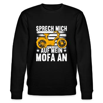 Mofa Mofas Moped Zweirad Mofafahrer Rollerfahrer - Stanley/Stella Unisex Bio-Sweatshirt CHANGER  - Schwarz - Vorne - Nik (191cm) & Marisol (170cm)