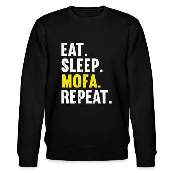 Mofa Mofas Moped Zweirad Mofafahrer Rollerfahrer - Stanley/Stella Unisex Bio-Sweatshirt CHANGER  - Schwarz - Vorne - Nik (191cm) & Marisol (170cm)