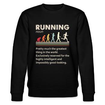 Running Evolution Funny Definition For Runners - Stanley/Stella CHANGER Unisex Organic Sweatshirt - black - Front - Nik (191cm) & Marisol (170cm)