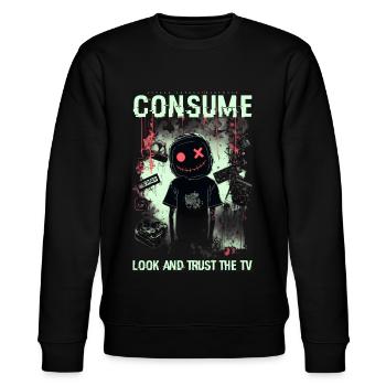 Consume by ART8NS - Art ON Streetwear - Stanley/Stella Unisex Bio-Sweatshirt CHANGER  - Schwarz - Vorne - Nik (191cm) & Marisol (170cm)
