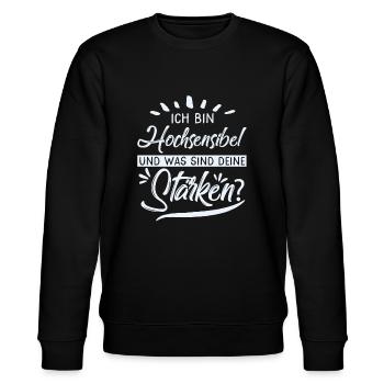 Hochsensibilität - Stanley/Stella Unisex Bio-Sweatshirt CHANGER  - Schwarz - Vorne - Nik (191cm) & Marisol (170cm)