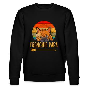 Französische Bulldogge Frenchie papa Vater - Stanley/Stella Unisex Bio-Sweatshirt CHANGER  - Schwarz - Vorne - Nik (191cm) & Marisol (170cm)