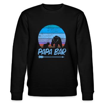 Papa Bär Vatertag Geburtstag Geschenk Geschenke - Stanley/Stella Unisex Bio-Sweatshirt CHANGER  - Schwarz - Vorne - Nik (191cm) & Marisol (170cm)