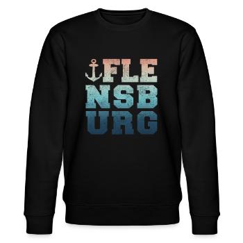 Flensburger Förde Flensburger Souvenir Geschenk - Stanley/Stella Unisex Bio-Sweatshirt CHANGER  - Schwarz - Vorne - Nik (191cm) & Marisol (170cm)