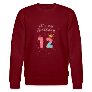 12. Geburtstag - Stanley/Stella Unisex Bio-Sweatshirt CHANGER  - Burgunderrot - Vorne - Nik (191cm) & Marisol (170cm)