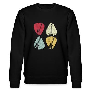 Gitarren Plektrum x4 Für Gitarrist Vintage - Stanley/Stella Unisex Bio-Sweatshirt CHANGER  - Schwarz - Vorne - Nik (191cm) & Marisol (170cm)