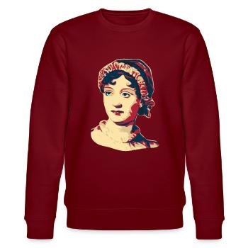 Jane Austen - Stanley/Stella Unisex Bio-Sweatshirt CHANGER  - Burgunderrot - Vorne - Nik (191cm) & Marisol (170cm)