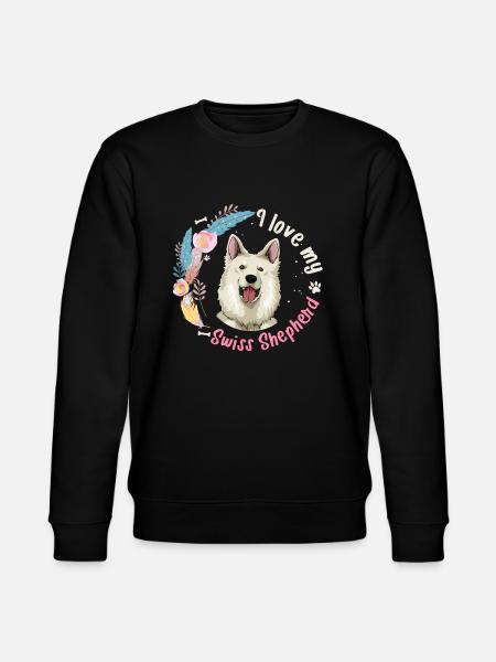 Geschenkidee Weißer Schweizer Schäferhund - Stanley/Stella Unisex Bio-Sweatshirt CHANGER - Schwarz