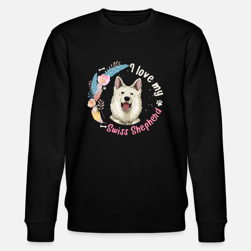 Geschenkidee Weißer Schweizer Schäferhund - Stanley/Stella Unisex Bio-Sweatshirt CHANGER - Schwarz