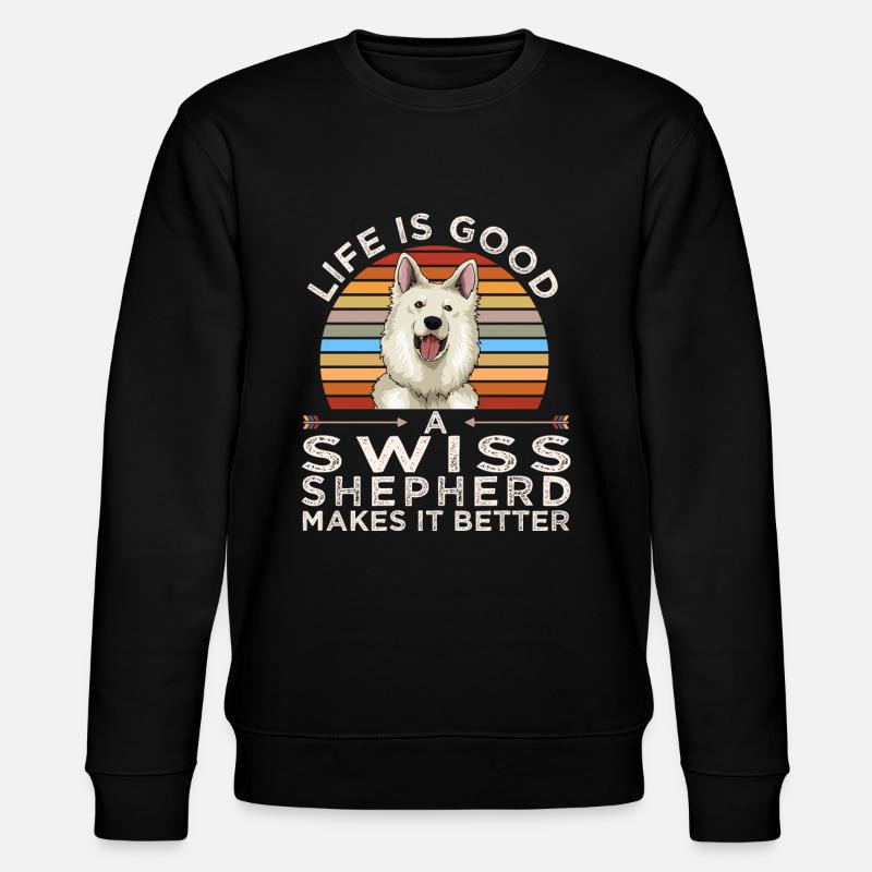 Weißer Schweizer Schäferhund Geschenk - Stanley/Stella Unisex Bio-Sweatshirt CHANGER - Schwarz