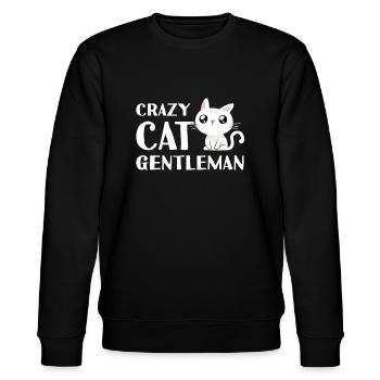 Crazy Cat Man Crazy Cat Gentleman - Stanley/Stella CHANGER Unisex Organic Sweatshirt - black - Front - Nik (191cm) & Marisol (170cm)