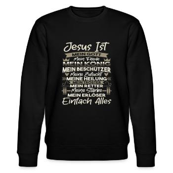 Jesus Christus Geschenk für Christen - Stanley/Stella Unisex Bio-Sweatshirt CHANGER  - Schwarz - Vorne - Nik (191cm) & Marisol (170cm)