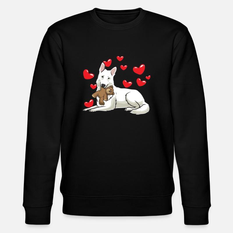Weißer Schweizer Schäferhund mit Kuscheltier - Stanley/Stella Unisex Bio-Sweatshirt CHANGER  - Schwarz