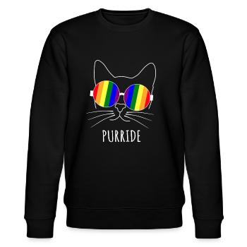 Purride Katze LGBT Gay Pride Mit Regenbogen Brille - Stanley/Stella Unisex Bio-Sweatshirt CHANGER  - Schwarz - Vorne - Nik (191cm) & Marisol (170cm)