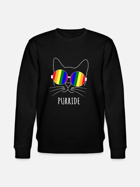 Purride Katze LGBT Gay Pride Mit Regenbogen Brille - Stanley/Stella Unisex Bio-Sweatshirt CHANGER  - Schwarz