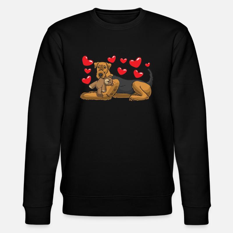 Airedale Terrier with stuffed animal - Stanley/Stella CHANGER Unisex Organic Sweatshirt - black