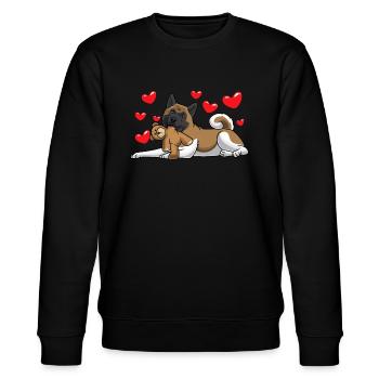 American Akita avec animal en peluche - Sweat bio CHANGER Stanley/Stella Unisexe - noir - Devant - Nik (191cm) & Marisol (170cm)