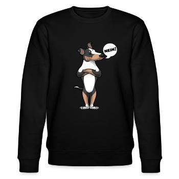 Sturer Kurzhaarcollie Collie Hund - Stanley/Stella Unisex Bio-Sweatshirt CHANGER  - Schwarz - Vorne - Nik (191cm) & Marisol (170cm)