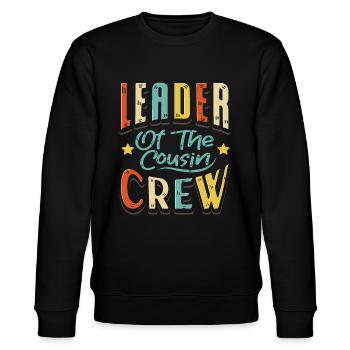 Anführer Cousin Crew Kusine - Stanley/Stella Unisex Bio-Sweatshirt CHANGER  - Schwarz - Vorne - Nik (191cm) & Marisol (170cm)