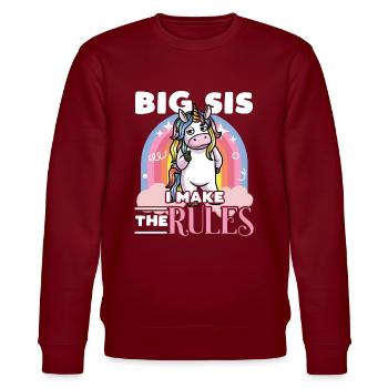 Big Sis Älteste Schwester Zwillingsschwester - Stanley/Stella Unisex Bio-Sweatshirt CHANGER  - Burgunderrot - Vorne - Nik (191cm) & Marisol (170cm)