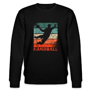 Handball Sprungwurf Handballspieler und Handballer - Stanley/Stella Unisex Bio-Sweatshirt CHANGER  - Schwarz - Vorne - Nik (191cm) & Marisol (170cm)