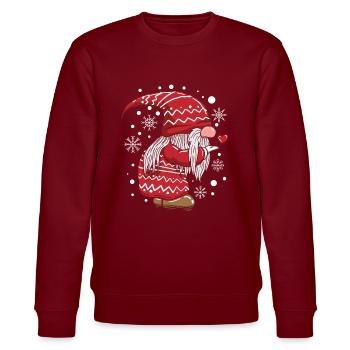 Weihnachten Wichtel Partnerlook - Stanley/Stella Unisex Bio-Sweatshirt CHANGER  - Burgunderrot - Vorne - Nik (191cm) & Marisol (170cm)