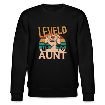Leveld up to Aunt Gaming Zocken - Stanley/Stella Unisex Bio-Sweatshirt CHANGER  - Schwarz - Vorne - Nik (191cm) & Marisol (170cm)