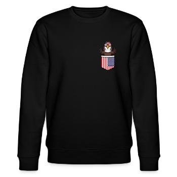 Adler USA Independence Day America - Stanley/Stella CHANGER Unisex Organic Sweatshirt - black - Front - Nik (191cm) & Marisol (170cm)
