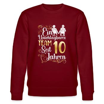 10 Jahre Verheiratet Hochzeitstag - Stanley/Stella Unisex Bio-Sweatshirt CHANGER  - Burgunderrot - Vorne - Nik (191cm) & Marisol (170cm)
