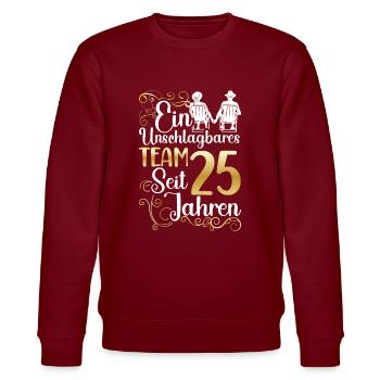 Silberhochzeit 25 Jahre Verheiratet Hochzeitstag - Stanley/Stella Unisex Bio-Sweatshirt CHANGER  - Burgunderrot - Vorne - Nik (191cm) & Marisol (170cm)
