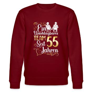 Platinhochzeit 55 Jahre Verheiratet Hochzeitstag - Stanley/Stella Unisex Bio-Sweatshirt CHANGER  - Burgunderrot - Vorne - Nik (191cm) & Marisol (170cm)