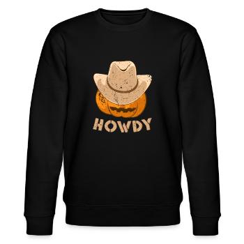 Howdy Cowboy Kürbis für Halloween - Stanley/Stella Unisex Bio-Sweatshirt CHANGER  - Schwarz - Vorne - Nik (191cm) & Marisol (170cm)