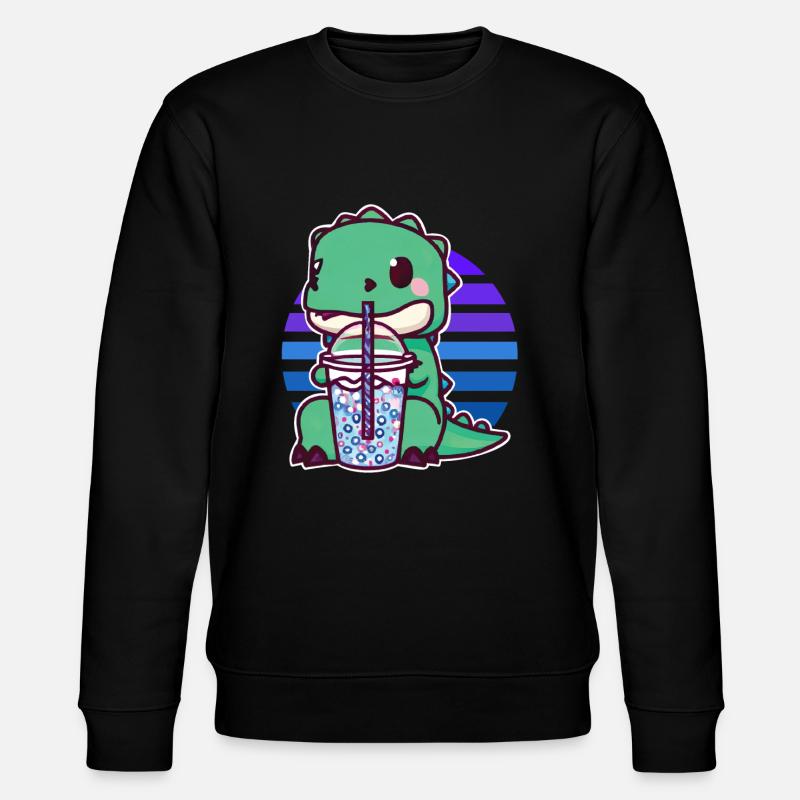 Dinosaurier trinkt Bubble Tea - Stanley/Stella Unisex Bio-Sweatshirt CHANGER  - Schwarz