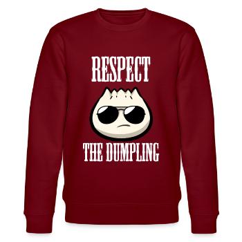 Respect The Dumpling Knödel Liebhaber - Stanley/Stella Unisex Bio-Sweatshirt CHANGER  - Burgunderrot - Vorne - Nik (191cm) & Marisol (170cm)