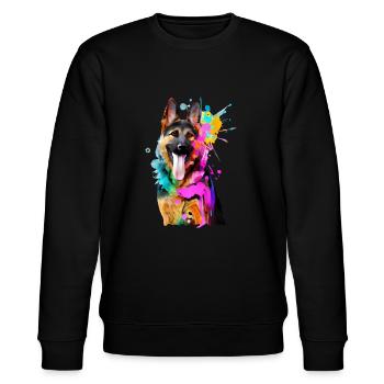 Farbkleckse Schäferhund - Stanley/Stella Unisex Bio-Sweatshirt CHANGER  - Schwarz - Vorne - Nik (191cm) & Marisol (170cm)