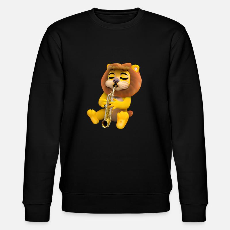 Löwe mit Saxophon - Stanley/Stella Unisex Bio-Sweatshirt CHANGER  - Schwarz