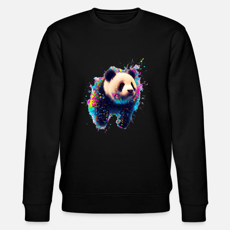 Farbexplosion Panda Bär - Stanley/Stella Unisex Bio-Sweatshirt CHANGER - Schwarz