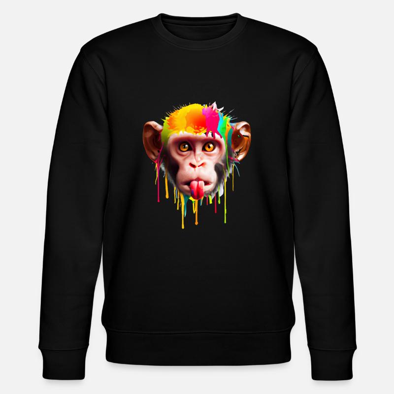 Bunter Affe - Stanley/Stella Unisex Bio-Sweatshirt CHANGER  - Schwarz