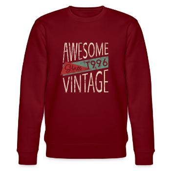 Awesome Since 1996 Retro Vintage Design - Stanley/Stella CHANGER Unisex Organic Sweatshirt - burgundy - Front - Nik (191cm) & Marisol (170cm)