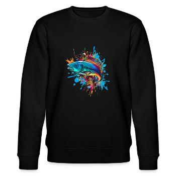 Farbenfroher Fisch - Stanley/Stella Unisex Bio-Sweatshirt CHANGER  - Schwarz - Vorne - Nik (191cm) & Marisol (170cm)